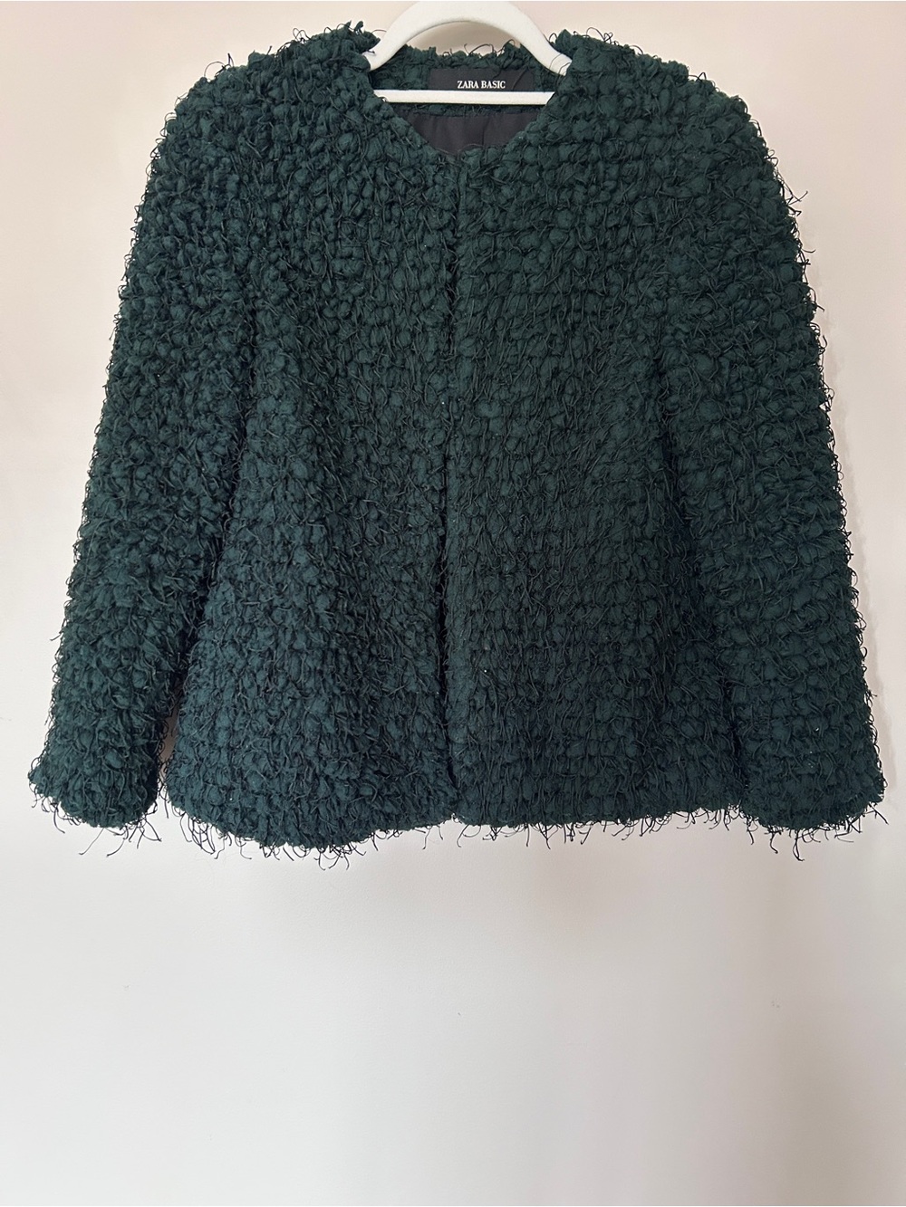 Zara Green Cropped Fully Lined Open Front Jacket Coat Size XS - Picture 2 of 9